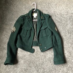 Urban Outfitters Green Military style crop jacket